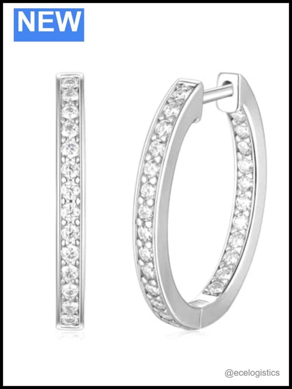 20mm Moissanite Hoop Earrings 925 Sterling Silver Inside Out Design